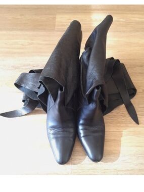 ★Jill Stuart Wrap up Leather Boots Very Dark Brown IT38★